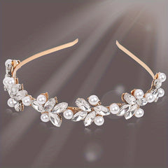 Glitter Rhinestone Faux Pearl Headband for Women Girls