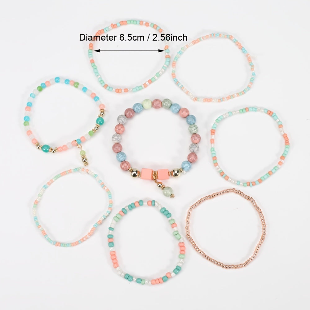 Colorful Bohemian Beaded Bracelet Stackable Hand Jewelry