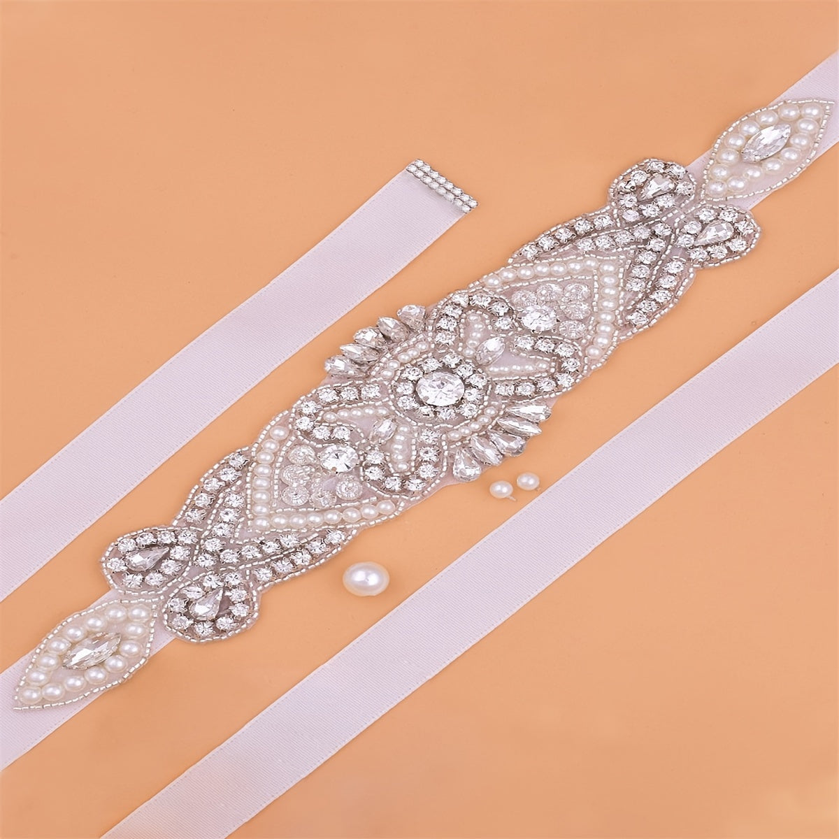 Rhinestone Bridal Belt Wedding Dress Waist Chain Sash Faux Pearl Belt