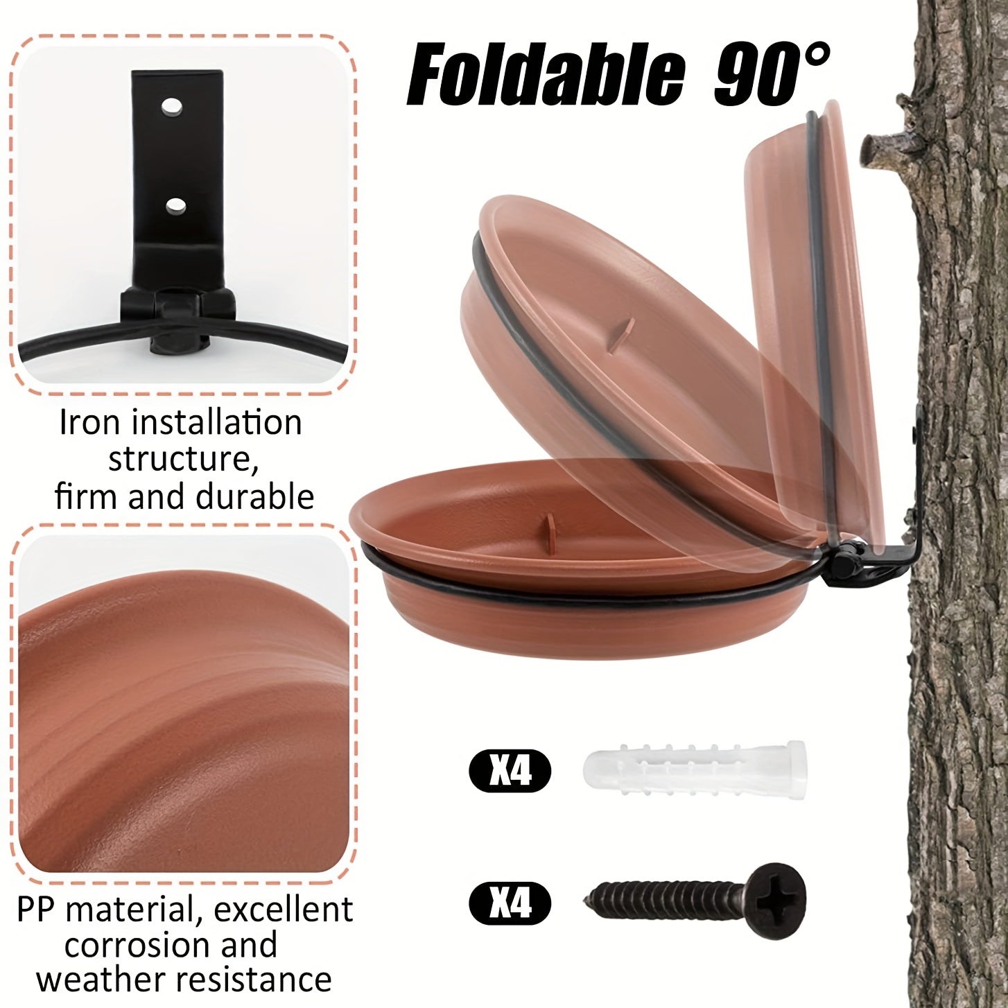 Outdoor Garden Bird Feeder Tray Tree Mounted Bird Bath Bowl for Wild Birds