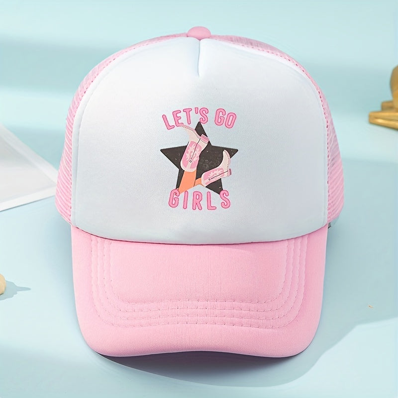 Kids Pink High Heels Mesh Baseball Cap Sunshade Trucker Hat