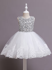 Girls Sequin Mesh Princess Dress Sleeveless Summer Dresses