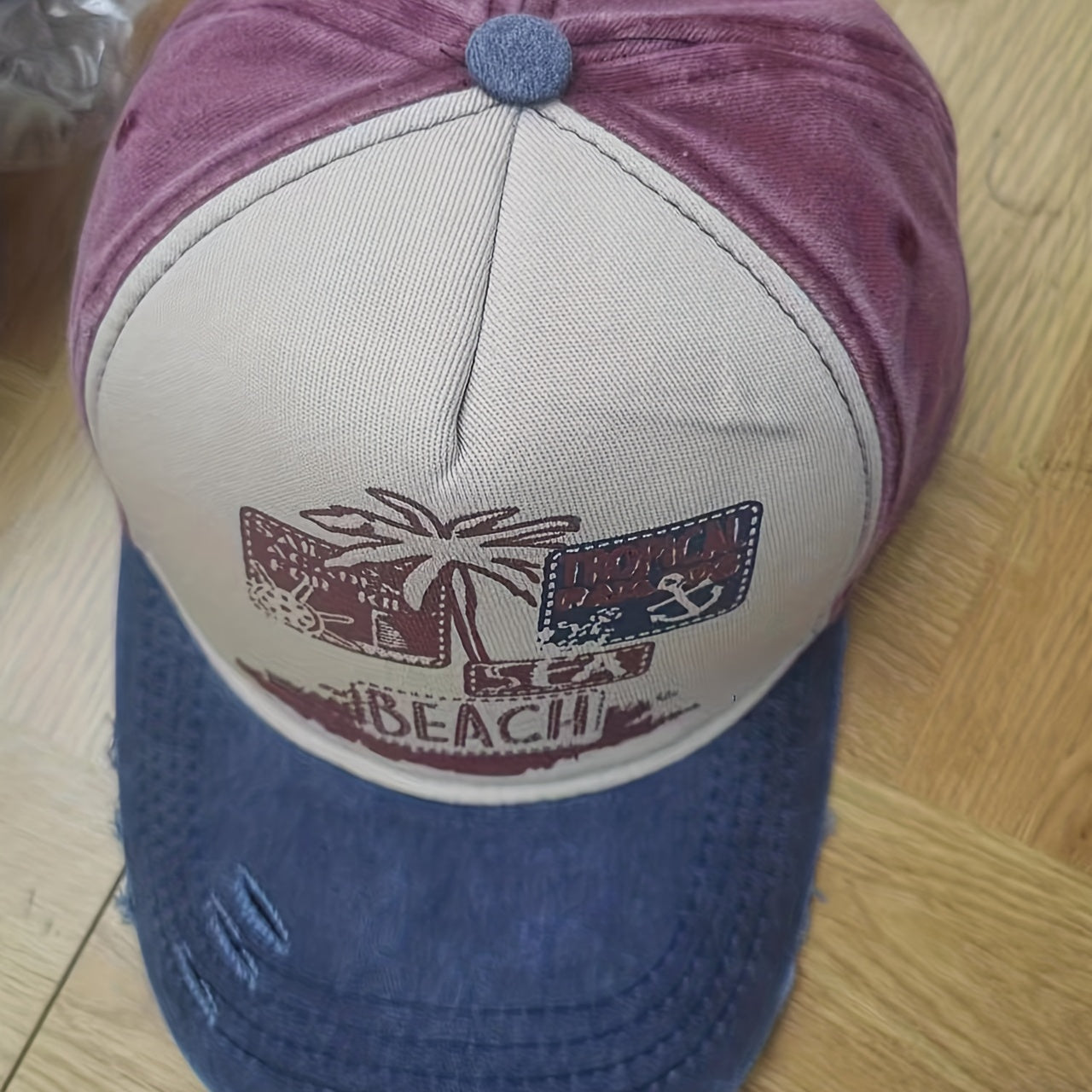 Graffiti Print Baseball Cap Washed Distressed Cap