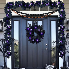 Halloween Eyeballs Purple Lights Garland 20 LED Maple Leaf 173cm Decor
