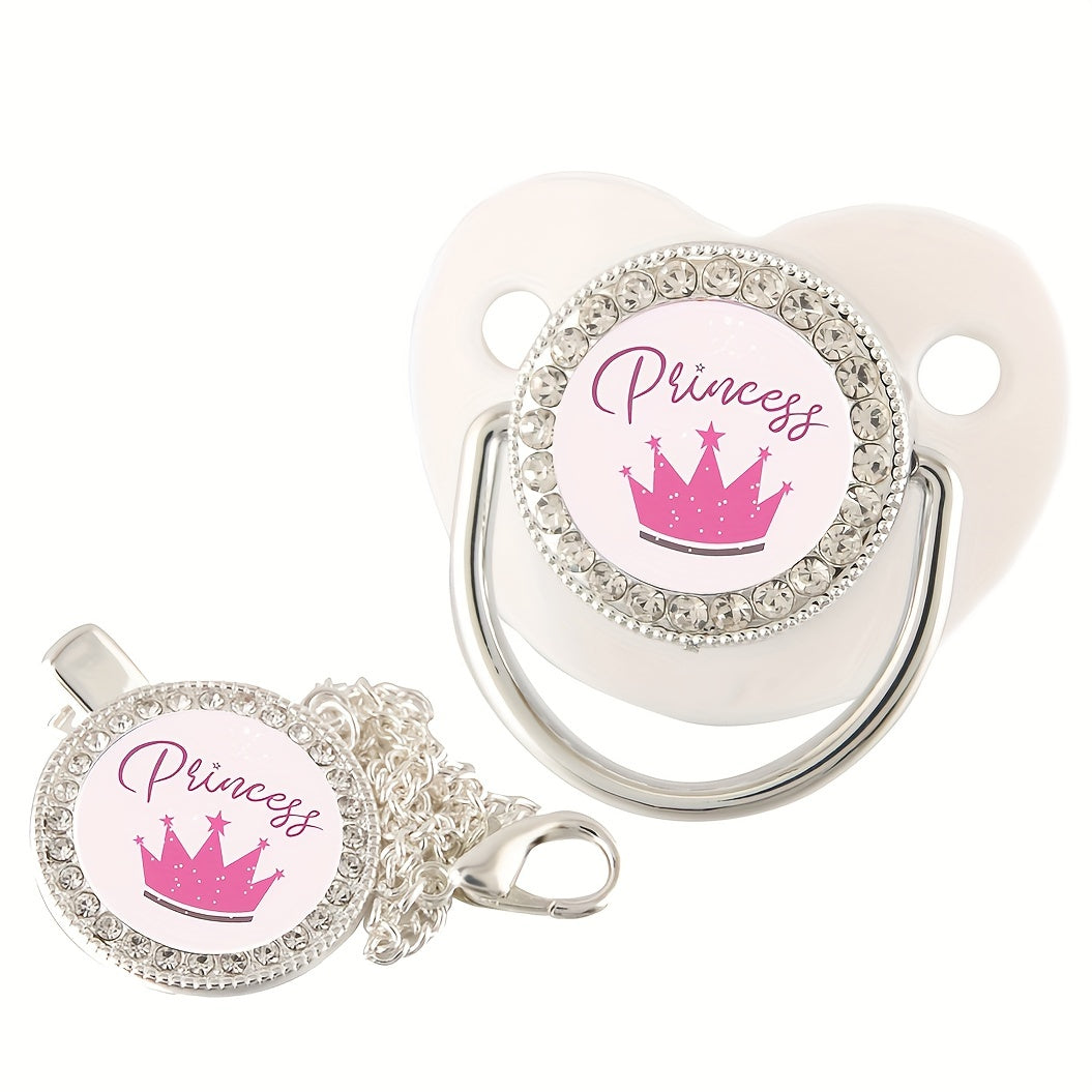 Crown Baby Pacifier with Chain Clip