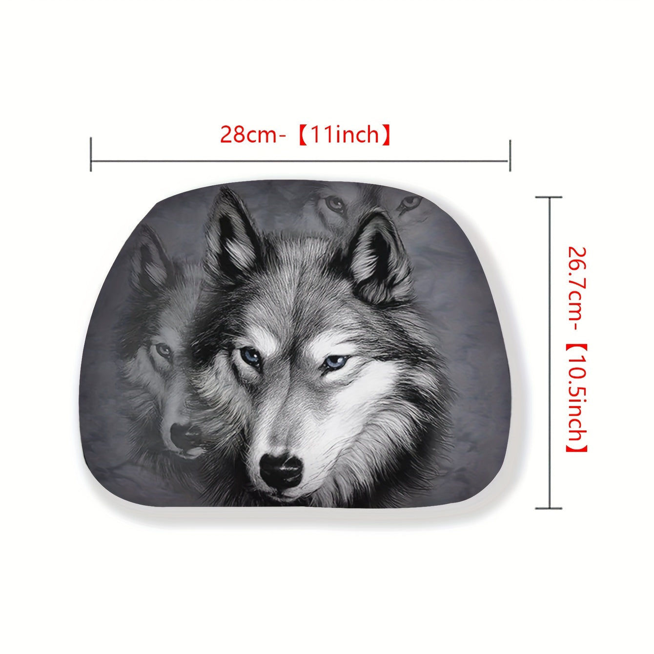 Gray Wolf Style Car Headrest Cover - Universal Fit