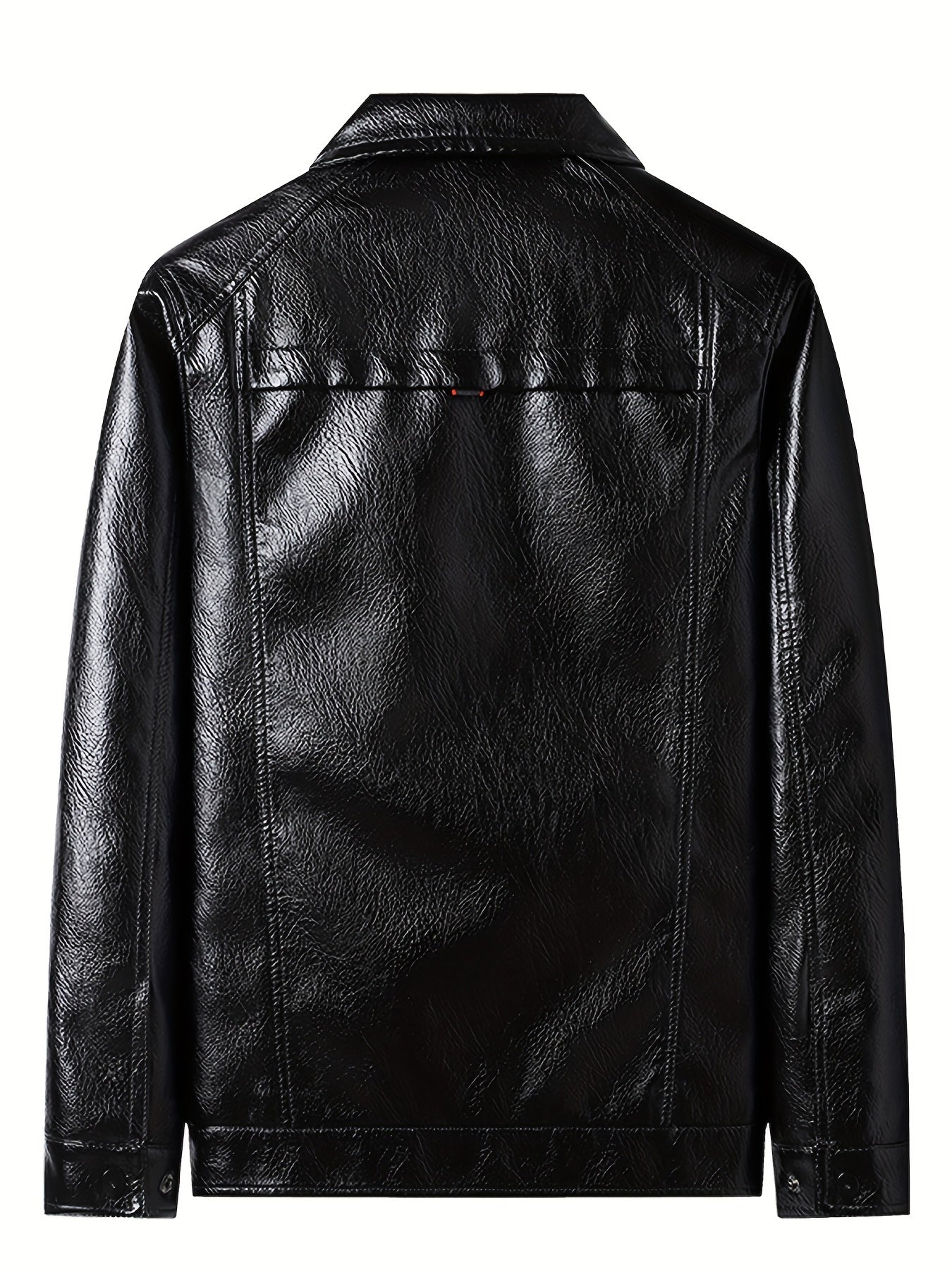 Men's PU Leather Zip Up Jacket Windproof Waterproof Top