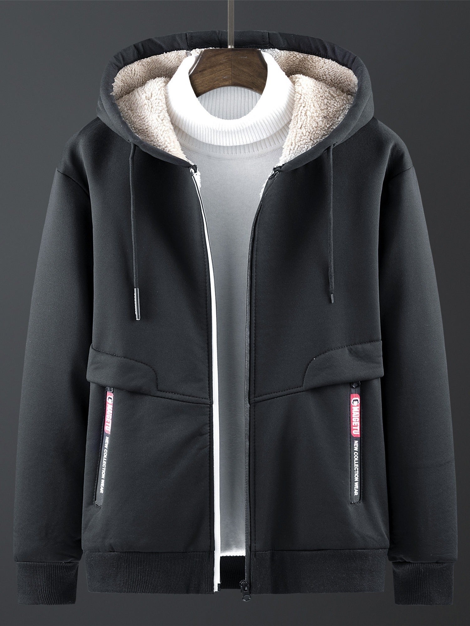 Men's Fall Winter Fleece Hooded Jacket