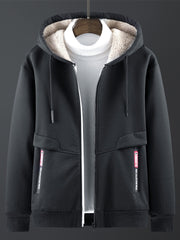 Men's Fall Winter Fleece Hooded Jacket