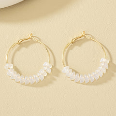 Red Coral Acrylic Round Earrings 14K Plated