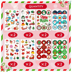 Christmas Theme Non Repeating Stickers Xmas Winter Holiday Party Stickers
