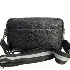 Wide Strap Cube Crossbody Bag PU Leather Textured Bag