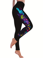  Colorful Graphic Print High Rise Skinny Leggings