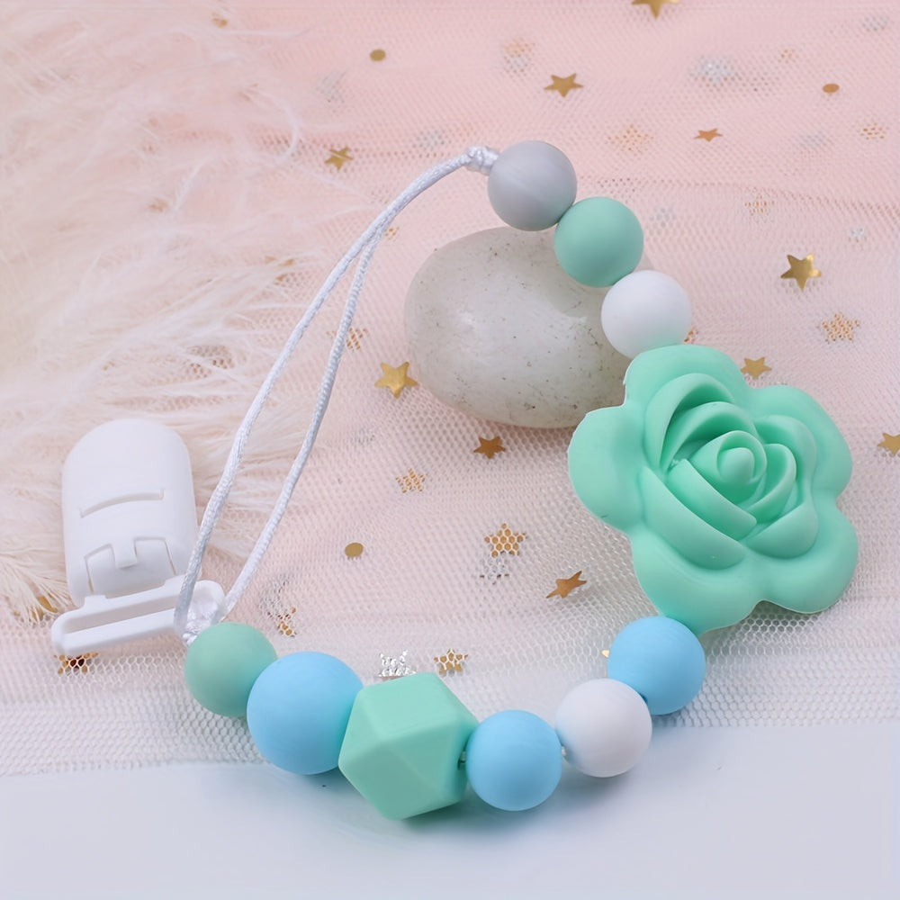 Rose Flower Pacifier Chain for Baby Teething & Anti Lost Strap