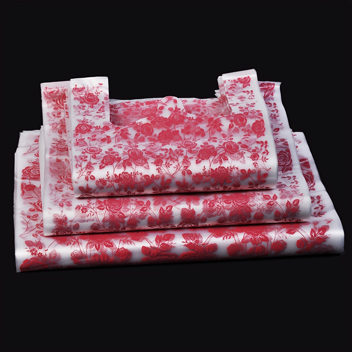 50pcs Rose Pattern Shopping Bags for Fruit, Food, Bread, Salad