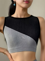 Block Sleeveless Crop Top Beauty Back Sports Tank Top Women's Clothing