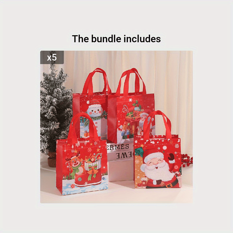 4pcs Reusable Christmas Gift Bags Non Woven Treat Baskets
