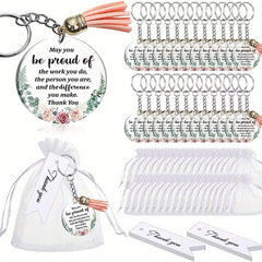 48PCS Acrylic Blanks Set Floral Print Keychain Kit
