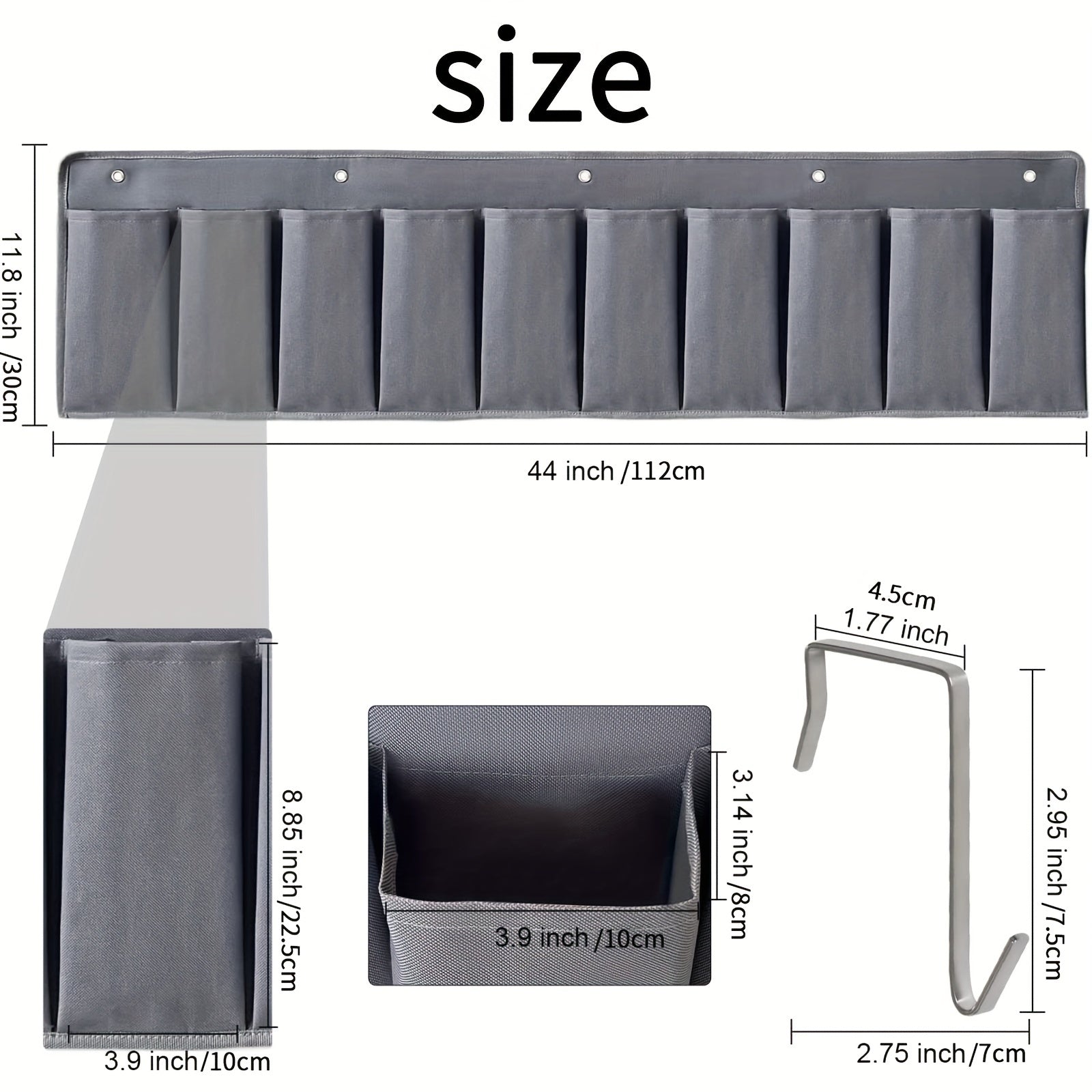 RV Shoe Pockets Hanging Bedside Storage Organizer with Sturdy Hooks