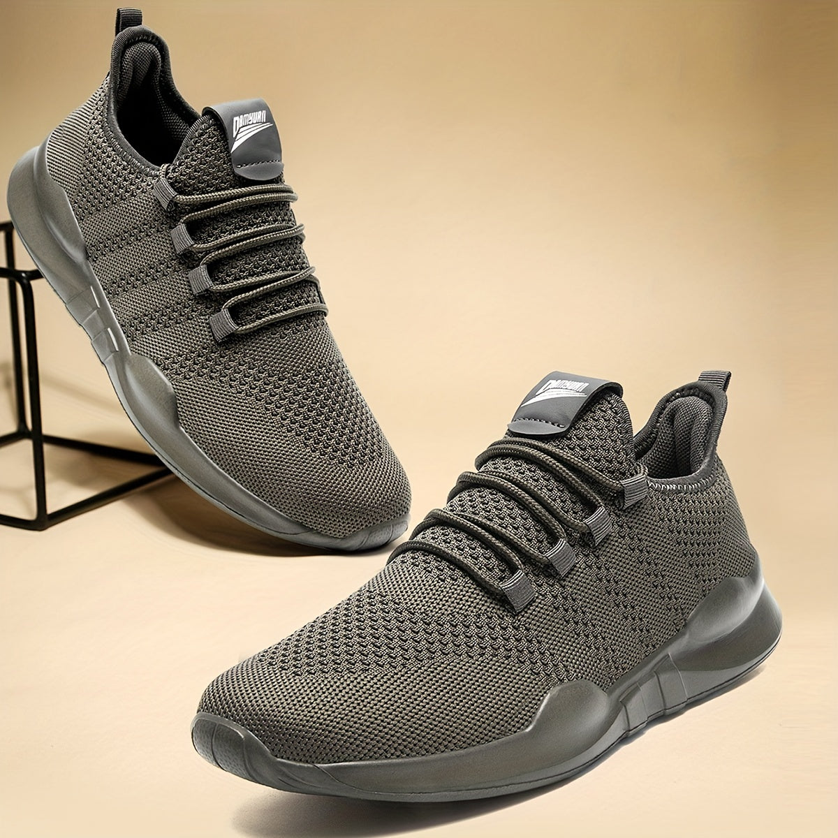 Men's Breathable Lace Up Knit Sneakers Casual Walking Shoes