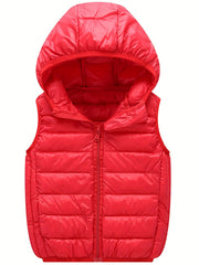 Boys Winter Hooded Cotton Padded Vest Sleeveless Jacket