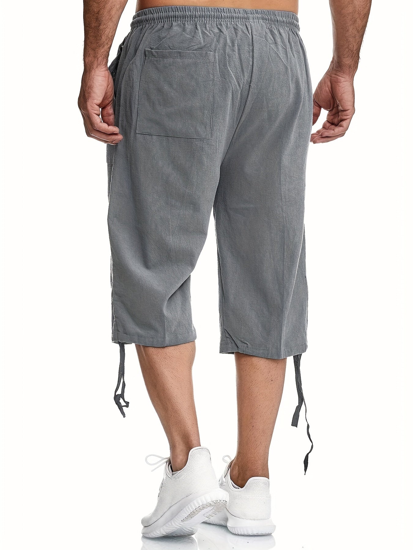 Men's Linen Drawstring Shorts Solid Color Active Summer Fitness