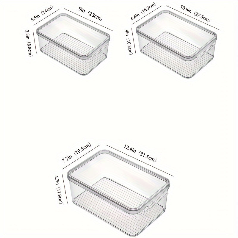 3Pack Refrigerator Organizer Bins Stackable With Lids Clear Fridge Organizers