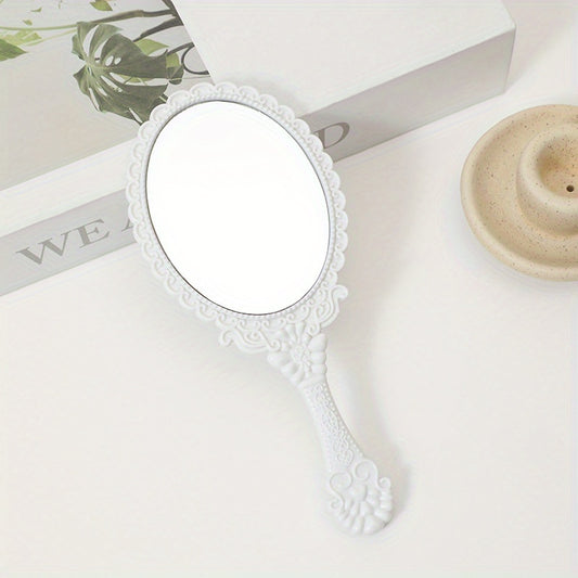 Vintage Floral Embossed Beauty Mirror Decorative Mirror With Handle