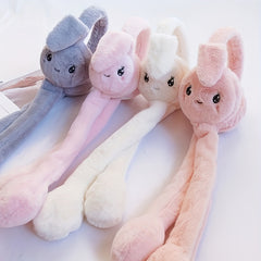2pcs Rabbit Ear Muffs Stretchable Polyester Ear Covers Warm Comfortable