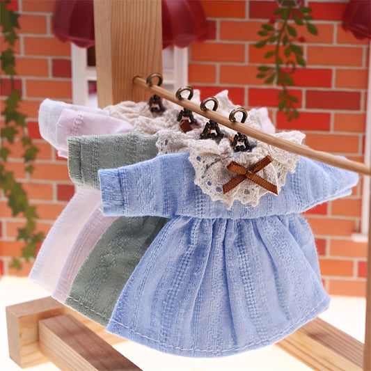 Dollhouse Skirt and Accessories Set Lace Trim Bow Detail Textured Fabric