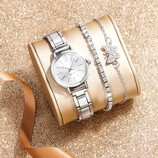 3pcs Small Fresh Digital Alloy Children Quartz Watch