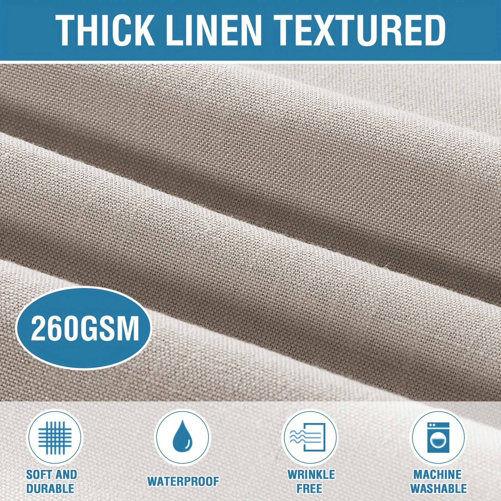 Linen Textured Tablecloth Rectangular High Solid Anti-Splash Tablecloth