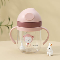 Cute Animal Printed Baby Bottle with Straw Cover