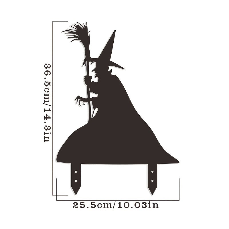 Halloween Garden Witch Cat Silhouette Pile Statue