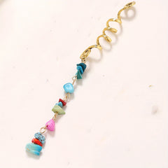 Braided Hair Ring Natural Stone Pendant Hair Buckle Dredlock Vintage Hair Clip