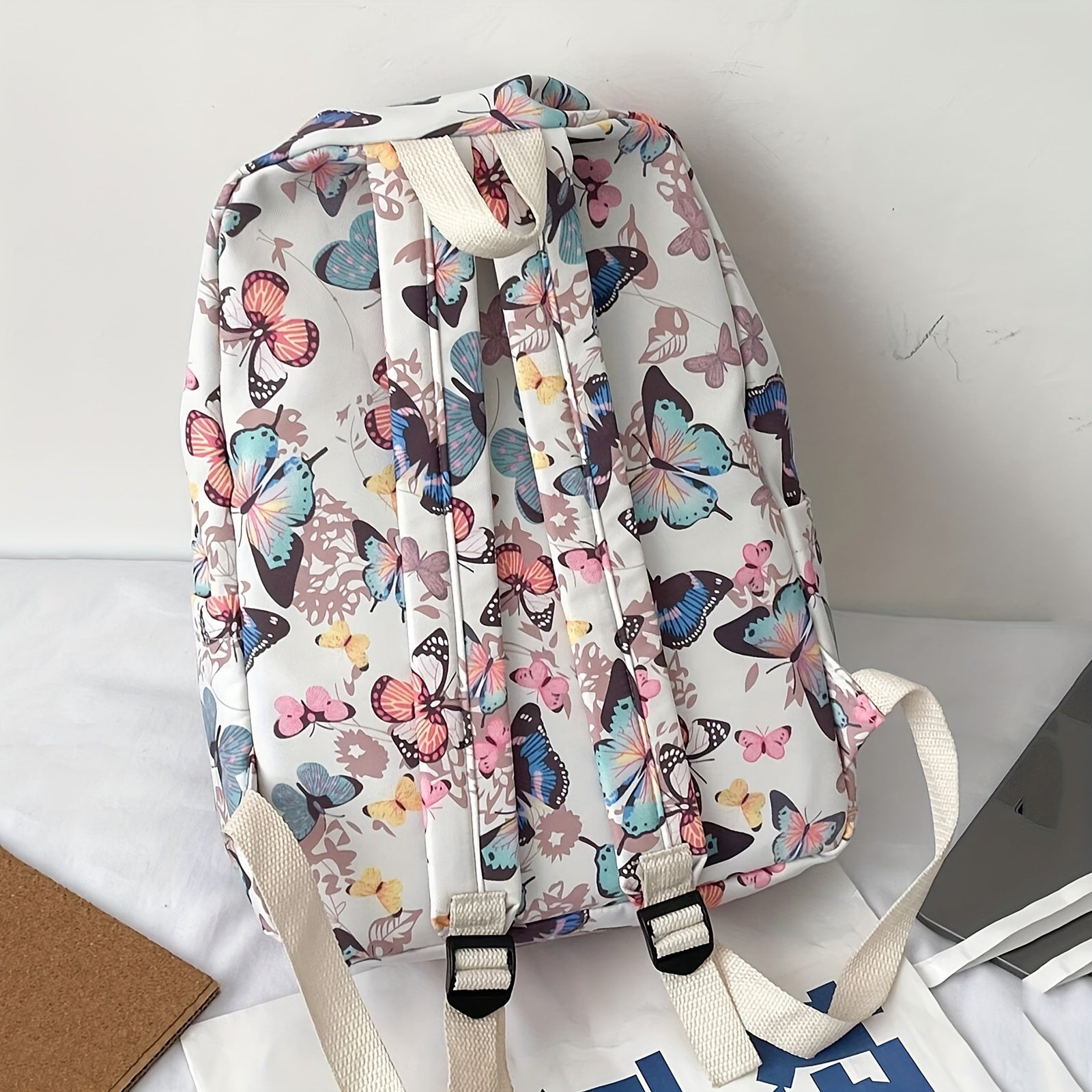 Floral Butterfly Backpack Spacious Pocket Durable School Bag