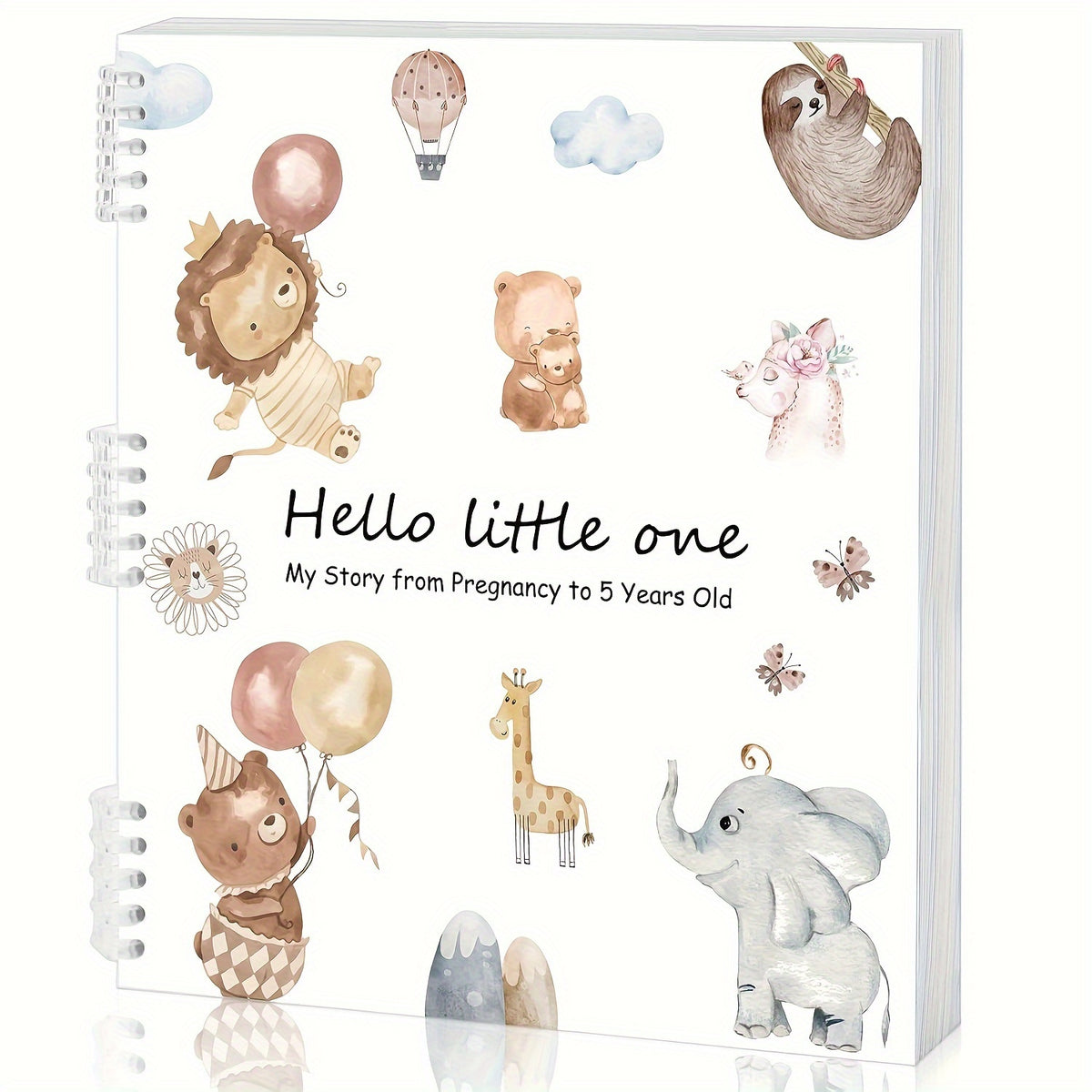 Boho Animals Pregnancy Journal Ring Binder Plain Ruling Memory Book