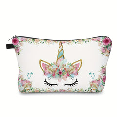 Unicorn Print Makeup Bag Toiletry Pouch Water Resistant Cosmetic Bag