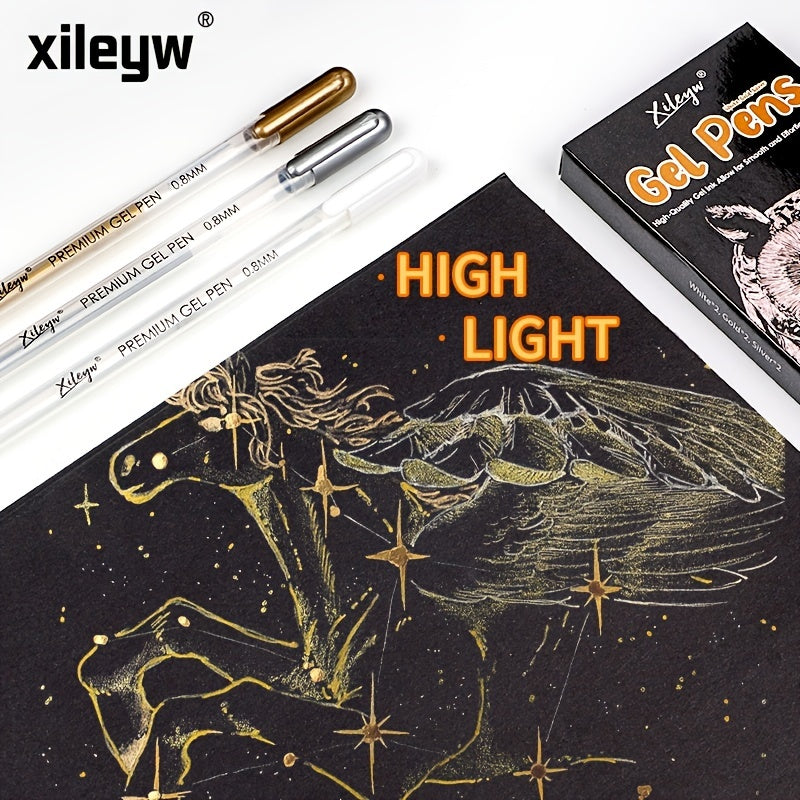 3 Gel Pen Set Silver Nibs 0.8mm & 1mm Drawing Sketching Illustrating