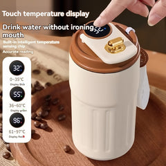 5oz Insulated Coffee Mug with Temp Display, Travel Cup, Metal Landscape Theme