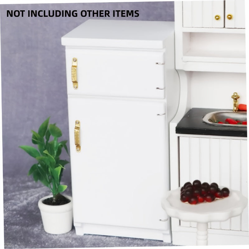 1:12 Scale Vintage Dollhouse Fridge Double Doors Wood Construction