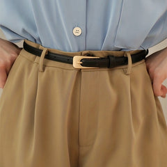 Small Metal Buckle Belt Solid PU Belt Casual Coat Skirt Girdle