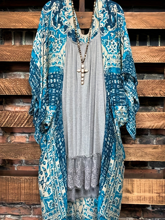  Boho Cardigan Women's Plus Tribal Print Open Front Cardigan