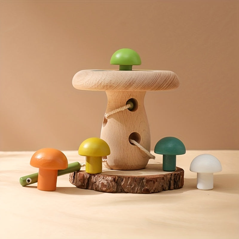 Educational Jenga Mushroom Teether for Babies