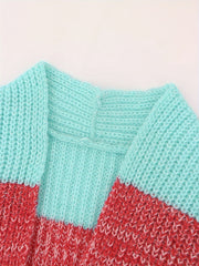  Colorblock Long Sleeve Cardigan