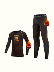 2pcs Toddler Kids Fleece Thermal Compression Sets Football Print