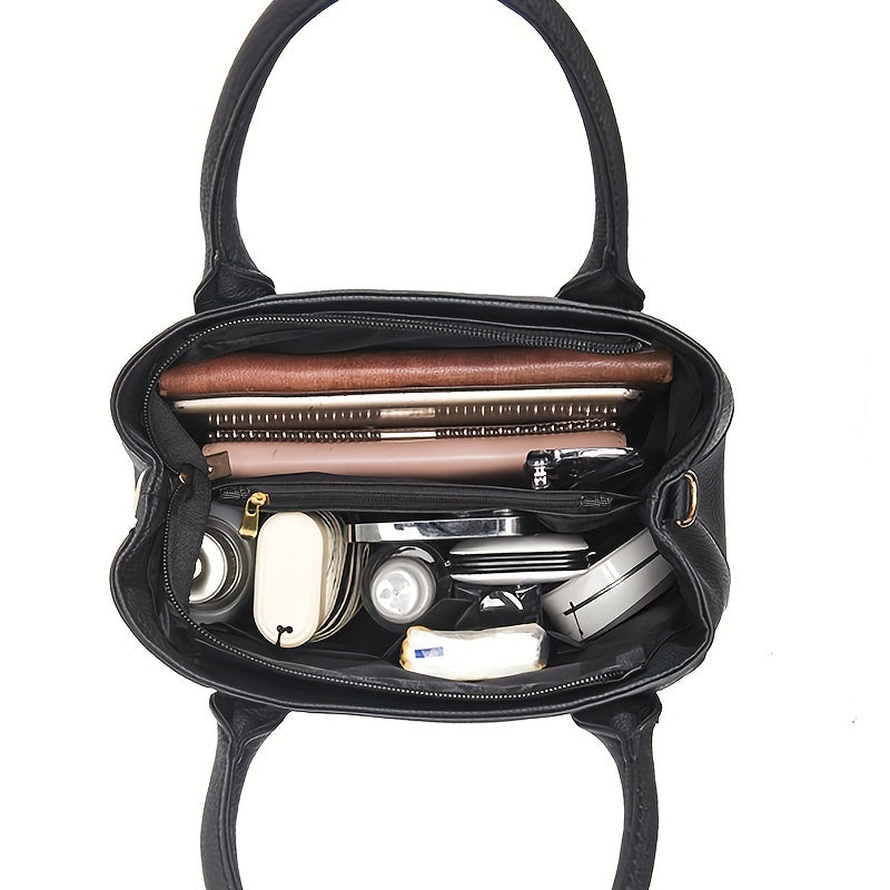 Bow Pendant Satchel Crossbody Bag with Zip Closure