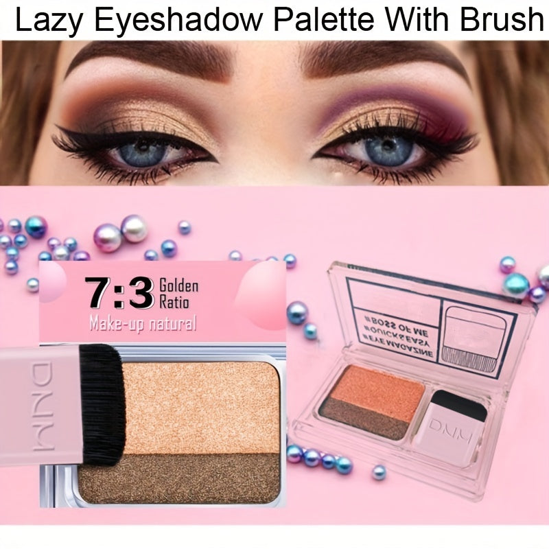 Portable Two Tone Eyeshadow with Smooth Matte Finish and Matching Brush