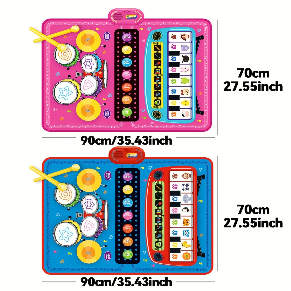 Interactive Music Sensory Play Mat with Piano Keyboard & Jazz Drum