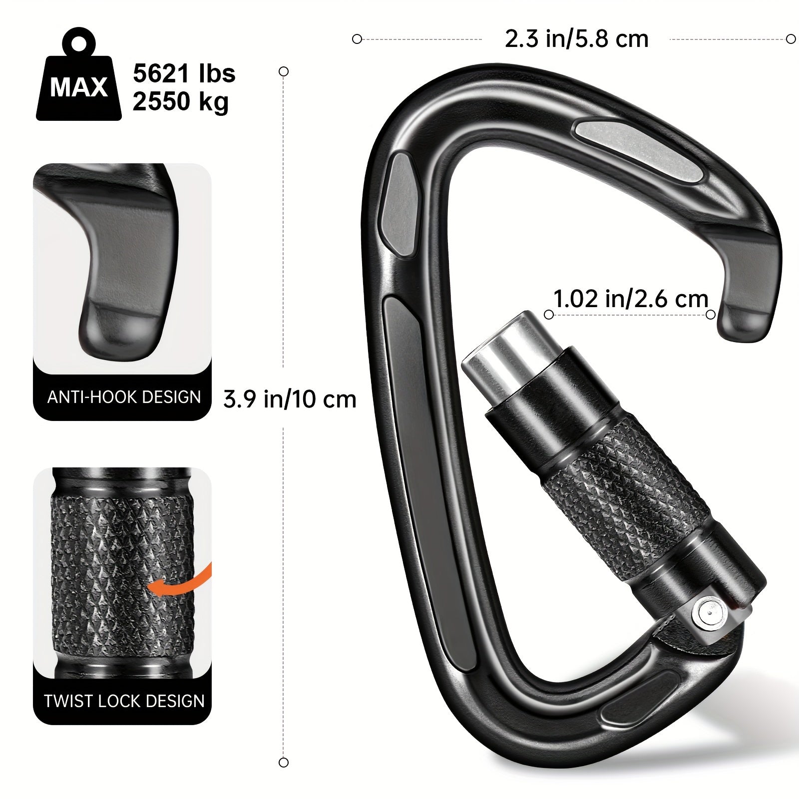 1pc 25KN Auto Lock Aluminum Carabiner Outdoor Climbing Camping Hiking Rescue